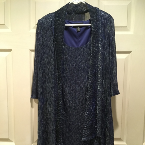 R&M Richards evening dress, blue and sliver - Picture 3 of 8